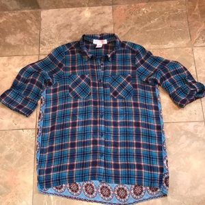 Zoe & Rose Girls Roll Sleeve Button Down Shirt